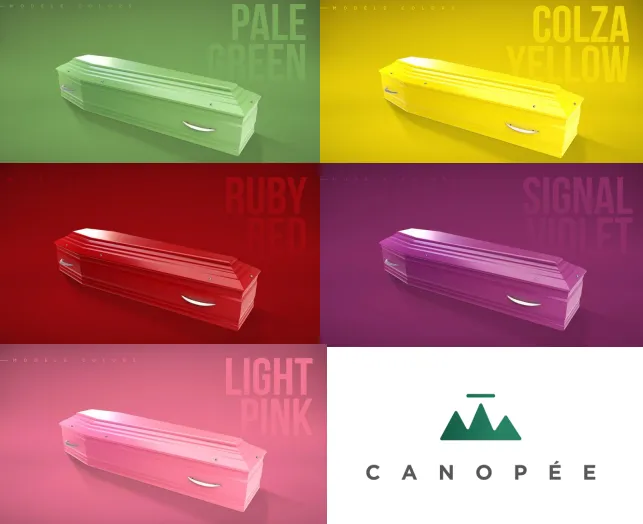 Nuancier de coloris pour cercueils de la marque Canopée