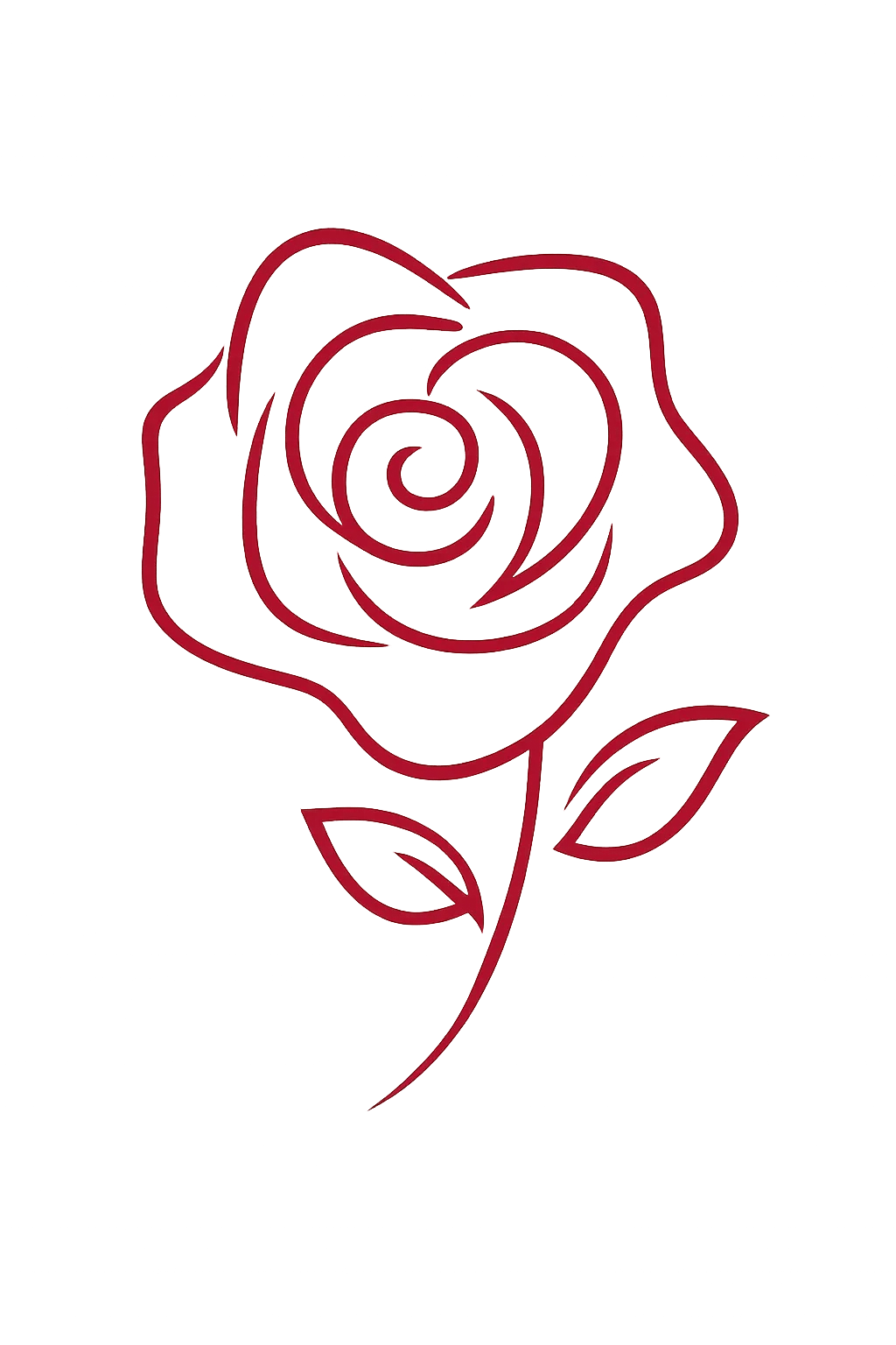 Illustration stylisée d'une rose rouge dessinée au trait sur fond blanc